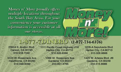 Money n More business card - back